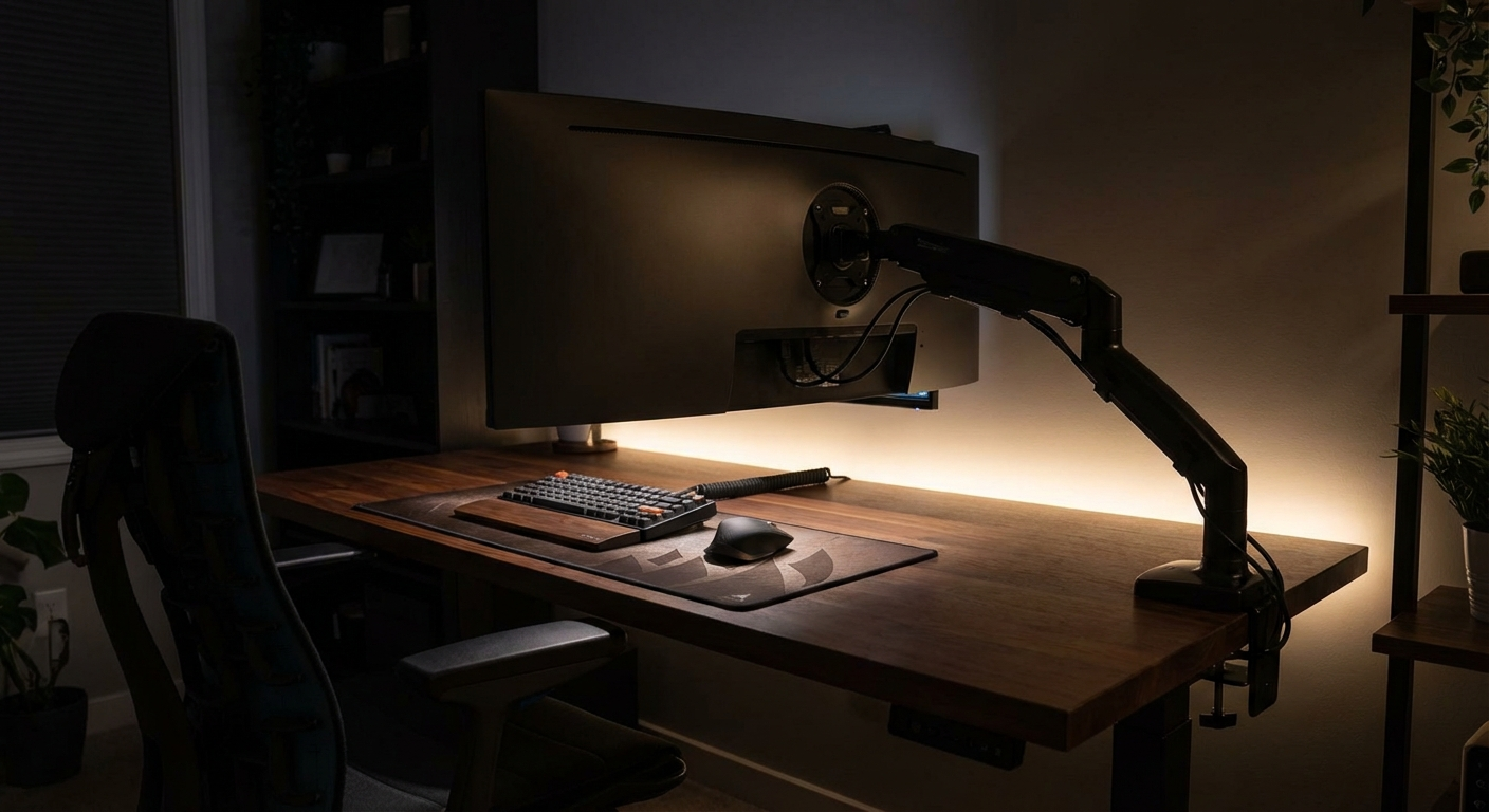 モニターアーム設置デスク