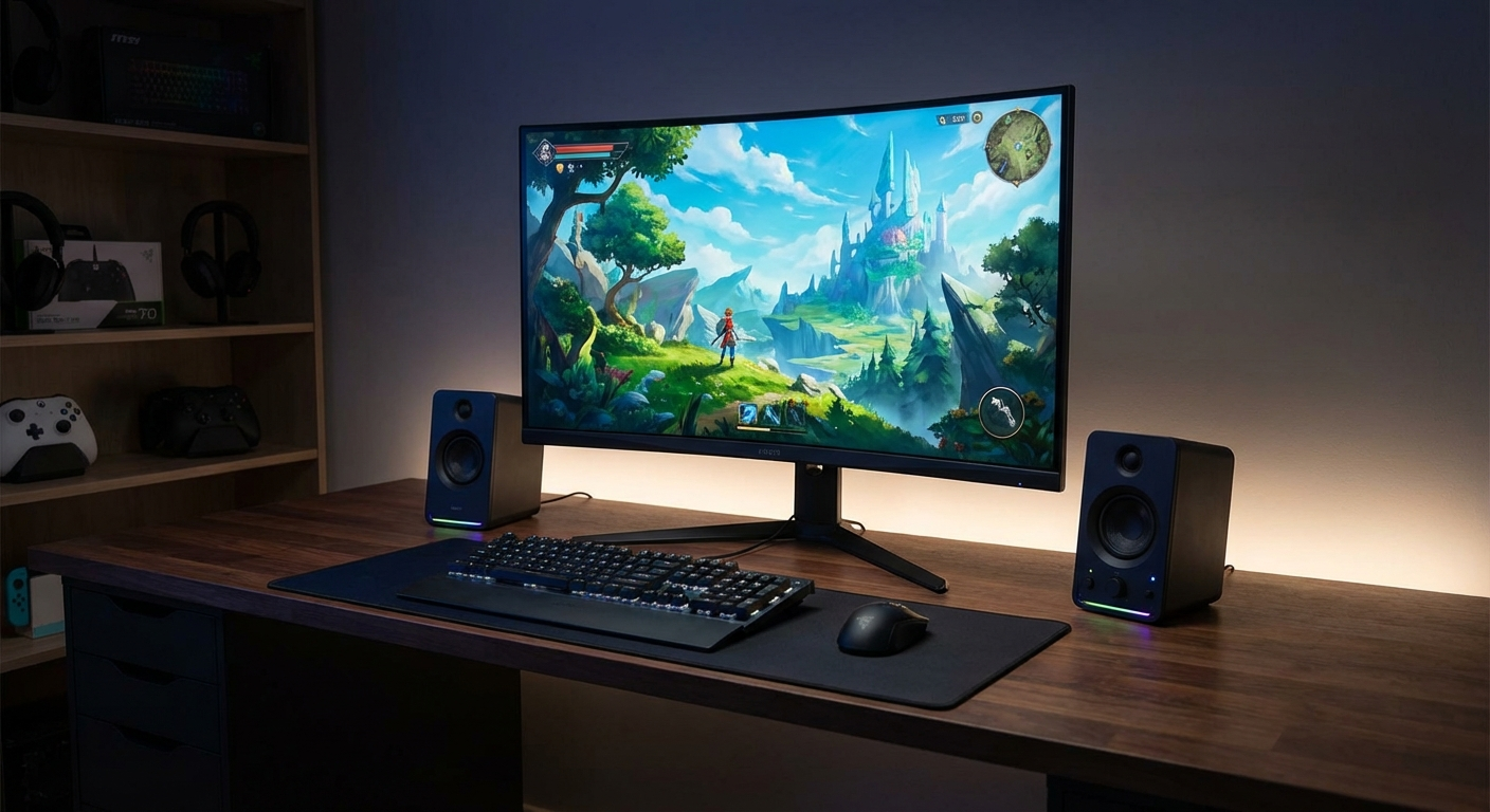 KTC H32S17F 32インチ 曲面 240Hz セットアップイメージ