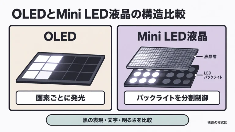 OLEDとMini LEDはどちらを選ぶ|ゲーム・仕事・HDRで変わる向き不向き
